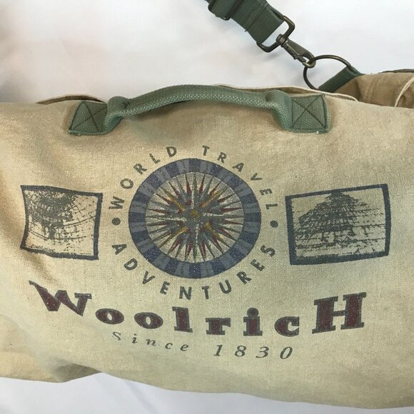 Woolrich World Travel Adventures Canvas Duffle Soft/Base Ball Carry Bag 28"X16" - Picture 2 of 16